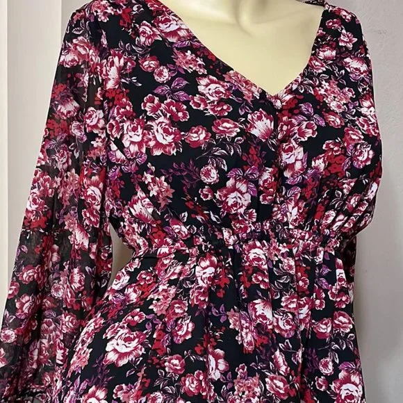 Maternity Medium Isabel Long Sleeve Floral Baby Doll Top Floral New with tags - Picture 2 of 2